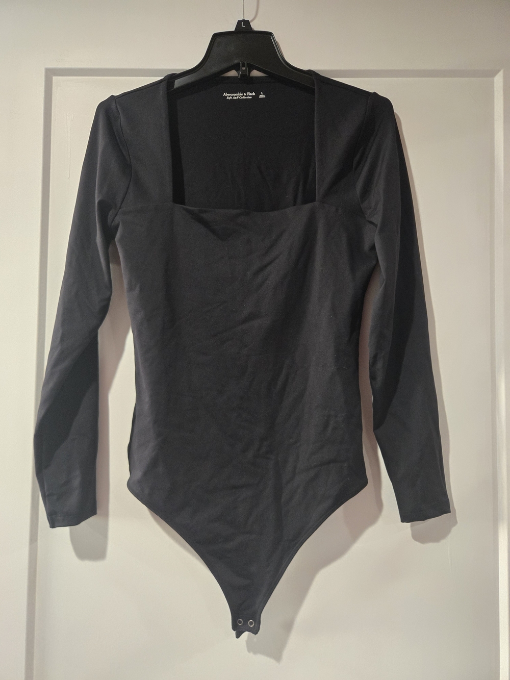 Abercrombie & Fitch Black Square-Neck Long Sleeve Bodysuit